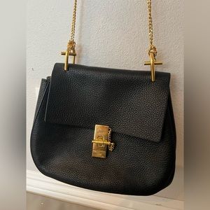 Chloe Black Crossbody Bag with Gold Chain